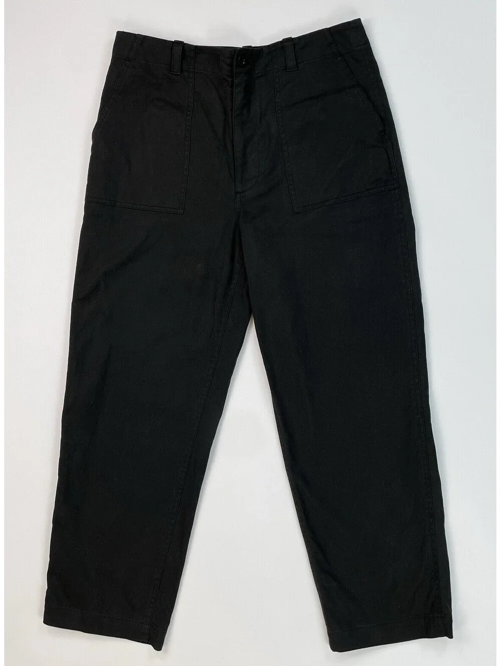 Jenni Kayne Ranger Black Cotton Twill Utility Pants Straight Leg Size 10